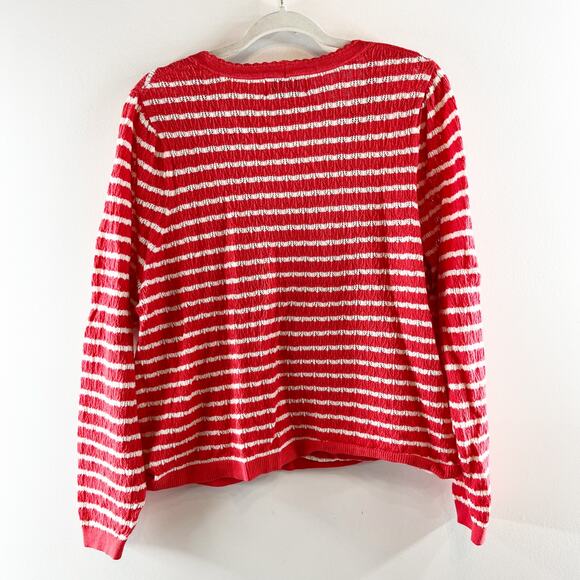Old Navy So Soft Lite Striped V Neck Long Sleeve Cardigan Sweater Red White XXL - Picture 4 of 5